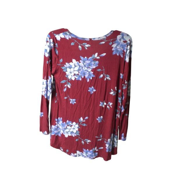 NWT LuLaRoe SMALLFloral Burgundy Lynnae Shirt Top Blouse - Picture 5 of 6